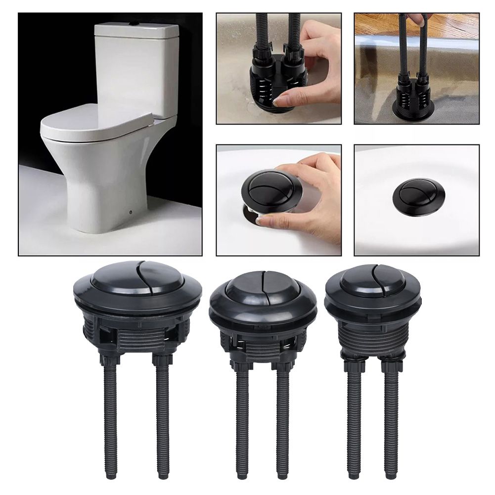 Toilet Fill Valve - Botón de descarga de inodoro negro,