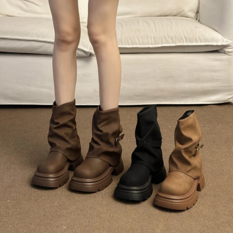 Pipe Bending Spring - Botas de Mujer con Suela Gruesa,